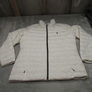 Spyder Down Jacket Womens XL White Insulated Light Pack Full Zip Quilted Puffer